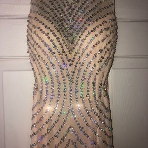 Prom dress, new ,size 4,champagne/sequins
